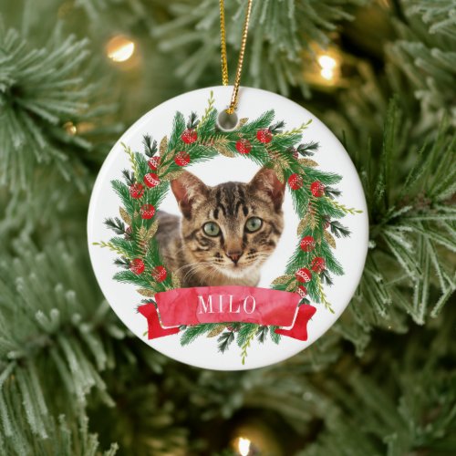 Custom Cat Photo Ceramic Ornament