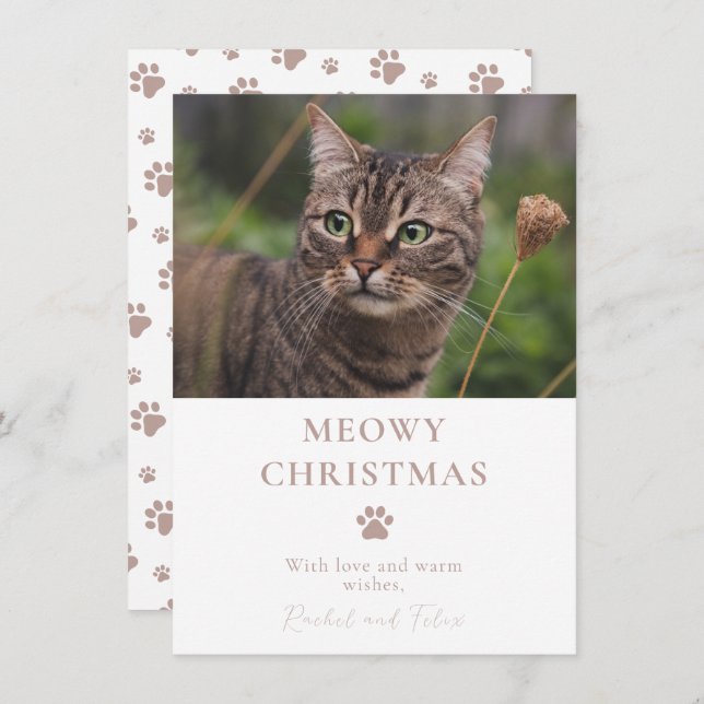 Custom Cat Photo Christmas Holiday Card (Front/Back)