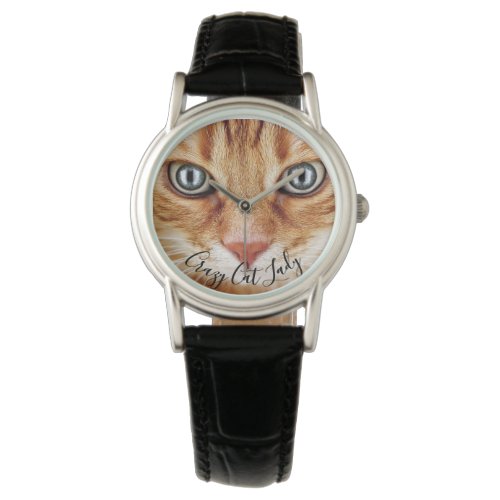 Custom cat photo crazy cat lady text watch