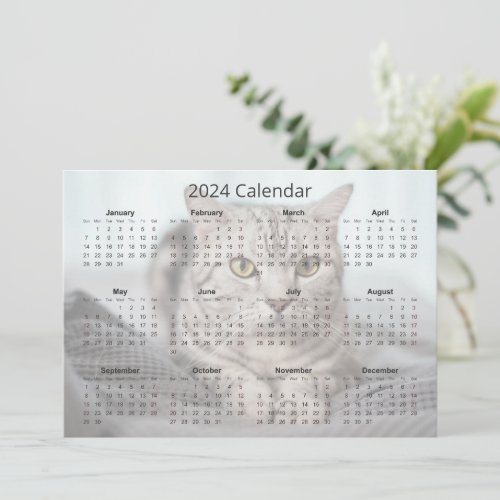 Custom Cat Photo Cute 2024 Monthly Calendar Card