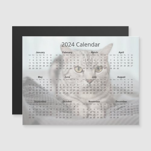 Custom Cat Photo Cute 2024 Monthly Calendar Magnet