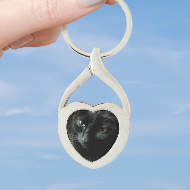 Custom Cat Photo Cute Heart Shaped Keychain (Just add your best friend's photo to this heart shaped keychain and let them be with you always)