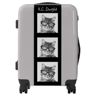 Custom cat photo luggage suitcase for animal lover
