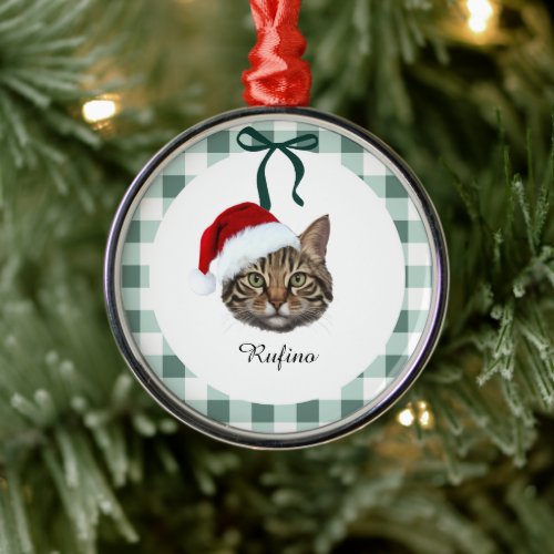 Custom Cat Photo &amp; Name Christmas Ornament