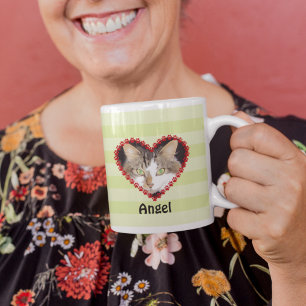 Custom cat photo paw prints memorial coffee mug