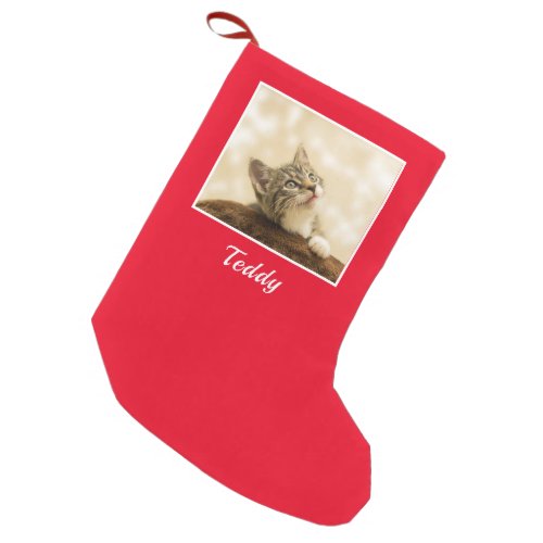 Custom Cat Photo Personalized Small Christmas Stocking