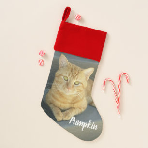 Custom Cat Photo Pet's Name Christmas Stocking
