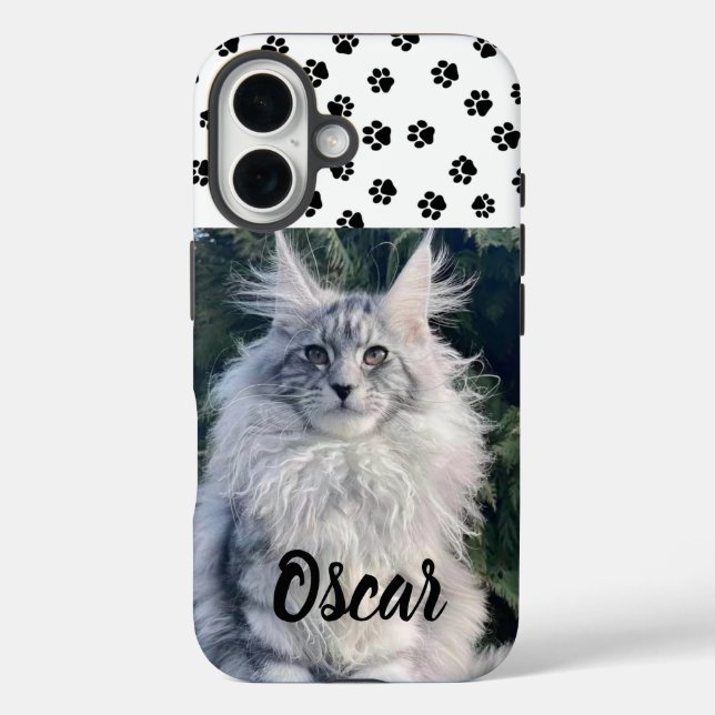 Custom Cat Photo Phone Case with Name  (Back)