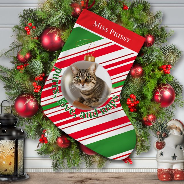 Custom Cat Photo Stocking Purrs Love Naps (Creator Uploaded)