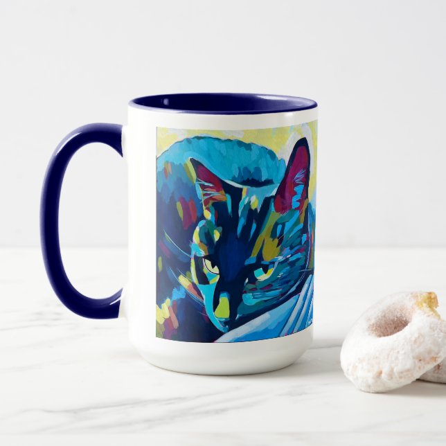 Custom Cat Portrait Painting - Forever Loved Per Mug (With Donut)