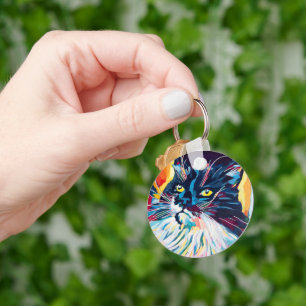 Custom Cat Portrait Painting - Forever Loved Pet Keychain