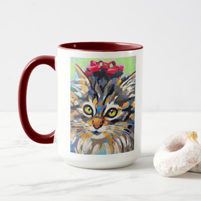 Custom Cat Portrait Painting -Forever Loved Pet Mug (With Donut)