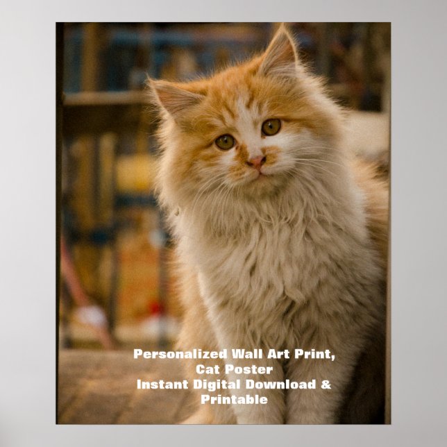 Custom Cat Poster - Download Digital Pet Portrait (Front)