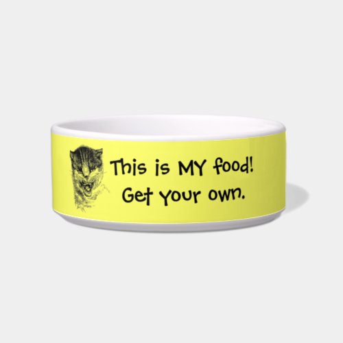 Custom Cat Saying Add Photo Yellow Template Bowl