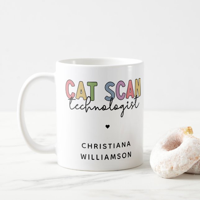 Custom CAT Scan Technologist CT Tech Gifts Coffee Mug (With Donut)