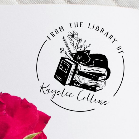 Custom Cat Self Inking Rubber Library Book Stamp (Creator Uploaded)