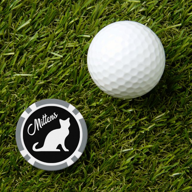 Custom cat silhouette poker chip golf ball markers (Golf Ball Marker)