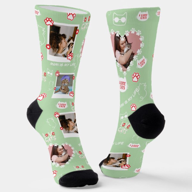Custom Cat Socks with Photo – Personalized Pet  (Angled)