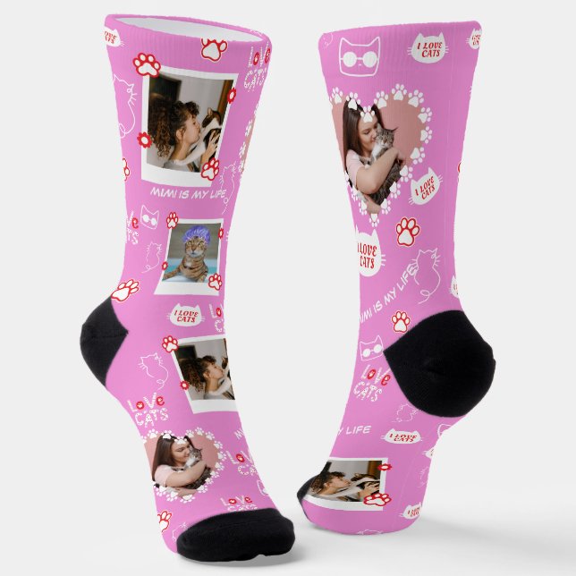 Custom Cat Socks with Photo – Personalized Pet  (Angled)
