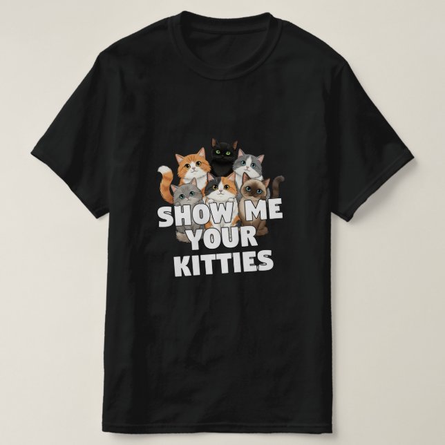 Custom Cat T-Shirt with Kittens Funny  (Design Front)