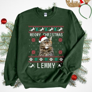 Custom Cat Ugly Christmas Sweatshirt with Photo