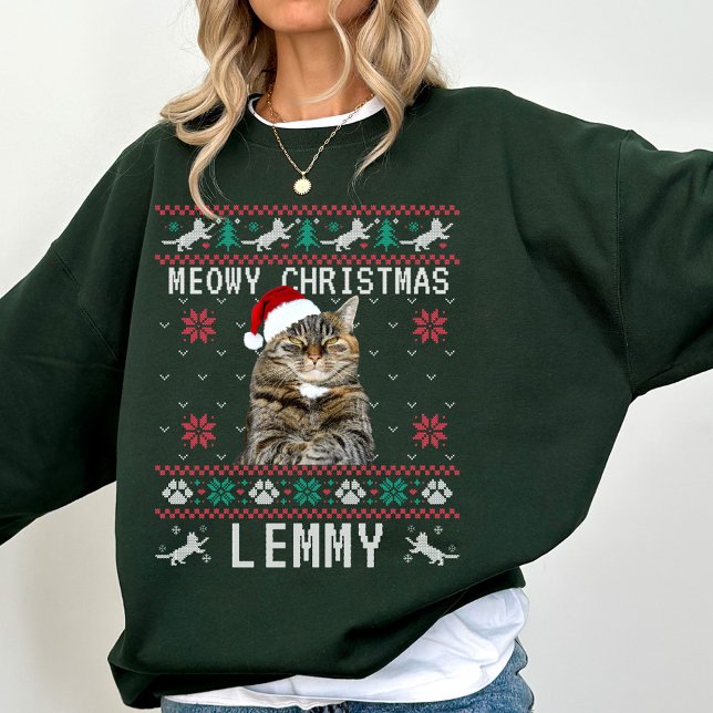 Custom Cat Ugly Christmas Sweatshirt with Photo (Creator Uploaded)