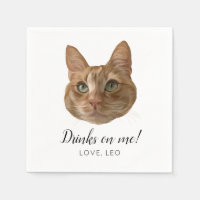 Custom Cat Wedding Cocktail Napkins Drinks on Me