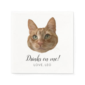 Custom Cat Wedding Cocktail Napkins Drinks on Me