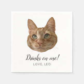 Custom Cat Wedding Cocktail Napkins Drinks on Me