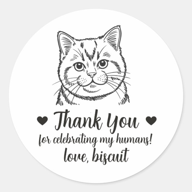 Custom Cat Wedding Favor Stickers (Front)