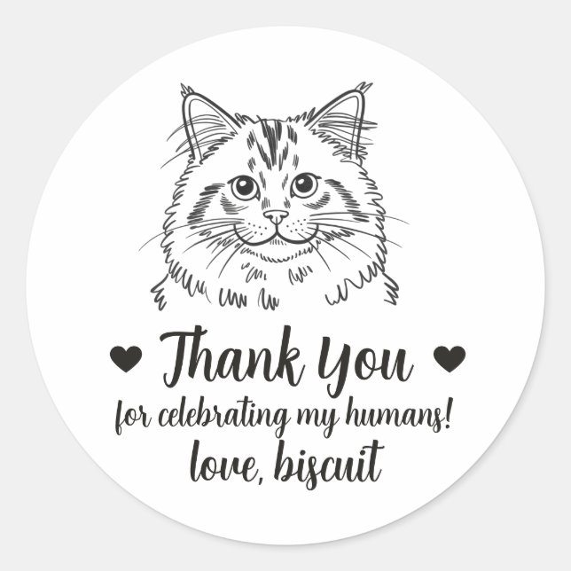 Custom Cat Wedding Favor Stickers (Front)