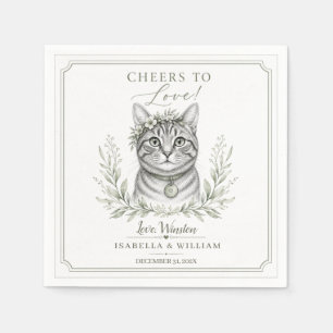 Custom Cat Wedding Pet Floral Printable Keepsake Napkins