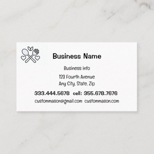 Custom Catering Cooking Baking Food Service Business Card
