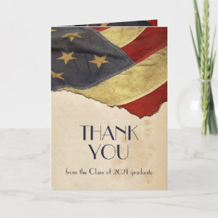 Custom Cathy 3- Patriotic Vintage Flag Thank You Card