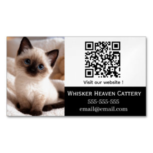 Custom Cattery Business Card Magnet with QR Code 