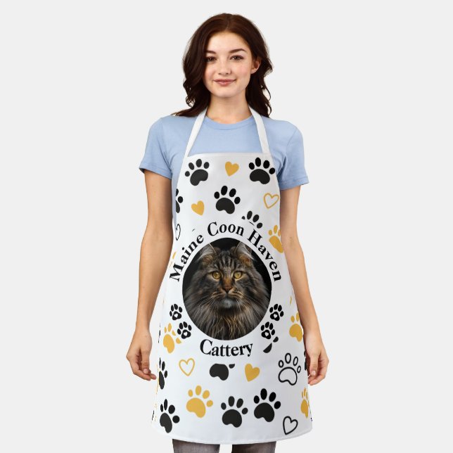 Custom Cattery Maine Coon Photo Apron  (Worn)