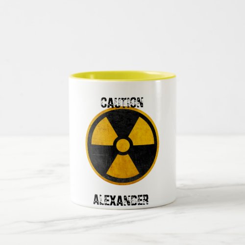 Custom Caution Nuclear Reactor Yellow and Black Two_Tone Coffee Mug