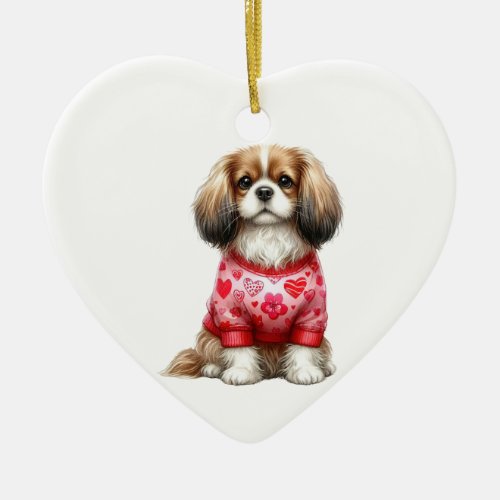 Custom Cavalier King Charles Spaniel Dog Valentine Ceramic Ornament