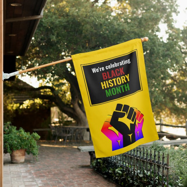 Custom Celebrating Black History Month House Flag (In SItu)