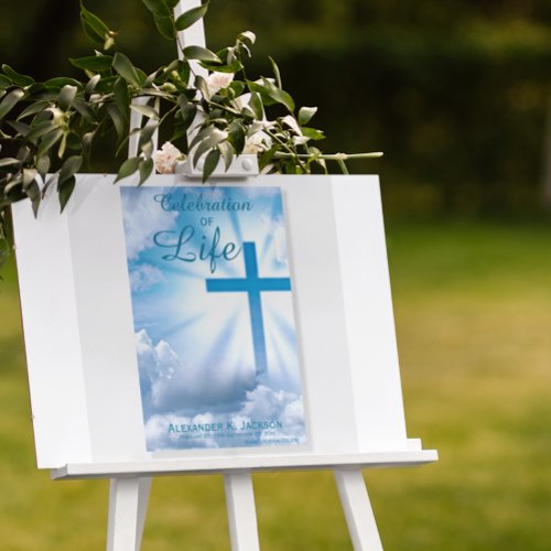 Custom Celebration Of Life Cross Funeral Welcome  Foam Board