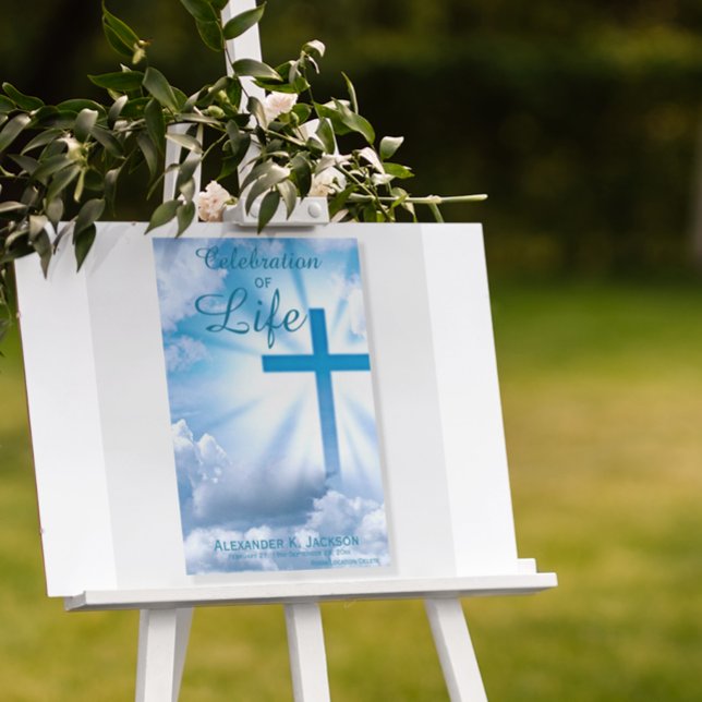 Custom Celebration Of Life Cross Funeral Welcome  Foam Board (Creator Uploaded)