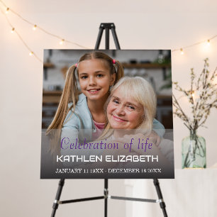 Custom Celebration of Life Modern Script Photo Foam Board