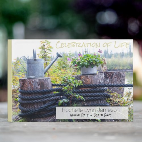 Custom Celebration of Life Watering Can Still Life Guest Book