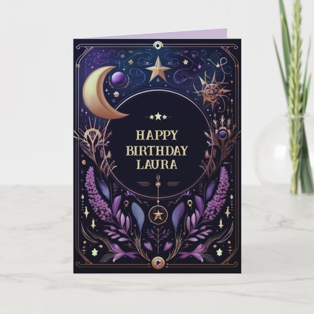 Custom Celestial Birthday Card Sun and Moon  (Front)