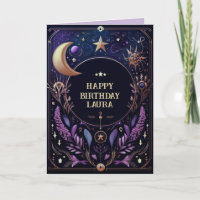 Custom Celestial Birthday Card Sun and Moon