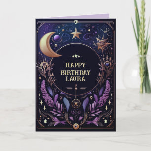 Custom Celestial Birthday Card Sun and Moon 