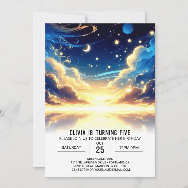 Custom Celestial Digital Birthday Invitation (Front)
