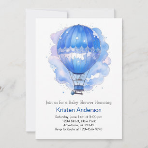 Custom Celestial Hot Air Balloon Boy Baby Shower Invitation