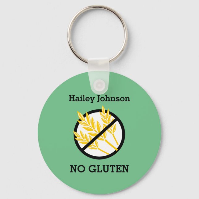 Custom Celiac or Wheat Allergy Personalized Kids Keychain (Front)
