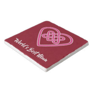 Custom Celtic Heart "World's Best Mom" Red Trivet